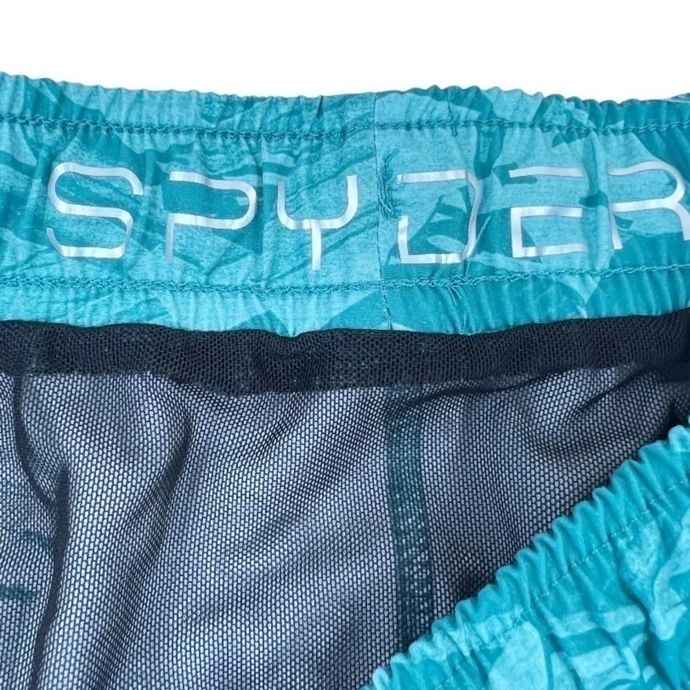 SPYDER Standard 7” Palm Print Volley Swim Trunks Lined Green XL